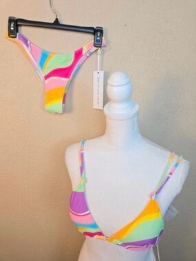 White Fox Colorful Swirl Bikini Set - Multicolor